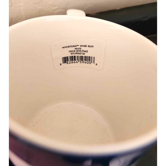 New w/Tag Kate Spade Lenox “Wise Guy” Chic Speak Blue White Stripe Coffee Mug - Picture 3 of 4